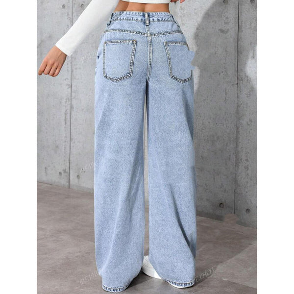 Sweet And Spicy Style High Waist Straight Jeans - Sweet And Spicy Style High Waist Straight Jeans